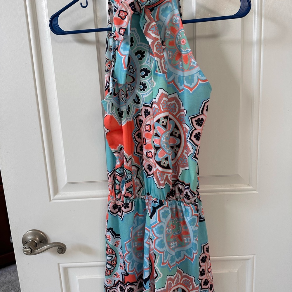 Floral Halter Neck Romper - Multicolor